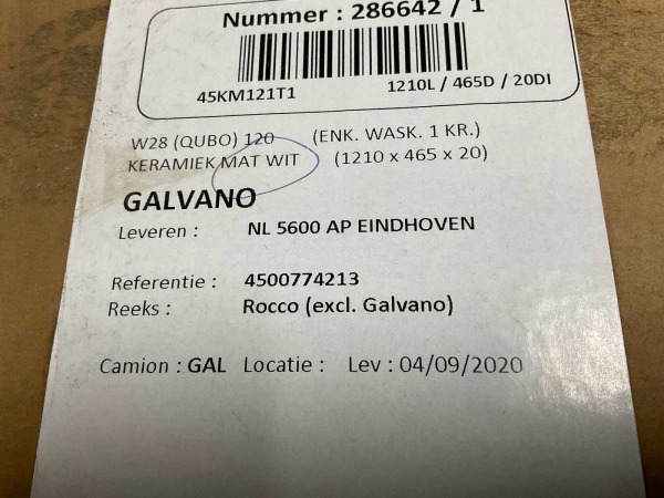 Qubo wastafel 1210x465x20mm Rocco mat wit – foto 6 – kavel bij XL Auctions