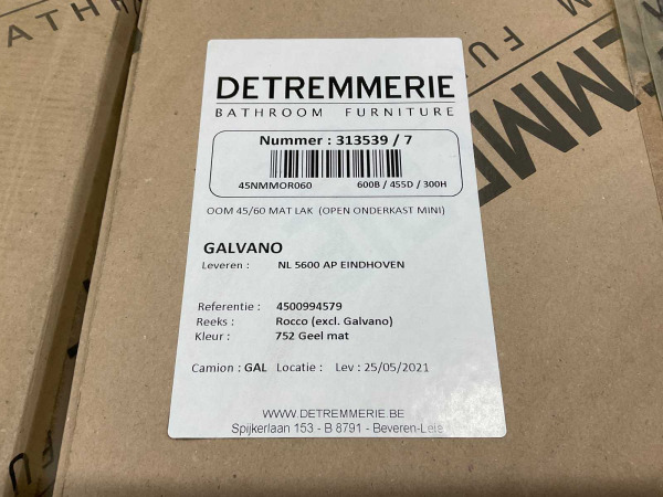 Detremmerie open onderkast 60x45x30cm mat gelakt geel – foto 4 – kavel bij XL Auctions