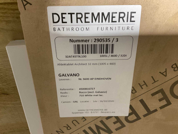 Alterna afdektablet 1005x460x32mm Rocco mat wit – foto 2 – kavel bij XL Auctions