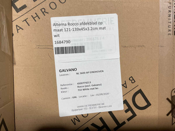 Alterna wastafelblad 140x45cm Rocco mat wit – foto 4 – kavel bij XL Auctions
