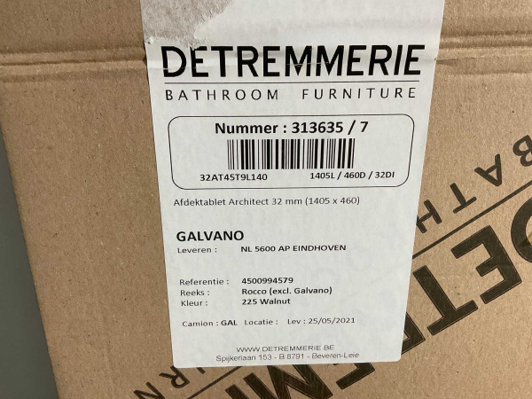 Detremmerie afdektablet 140x45x3,2cm Architect walnoot – foto 2 – kavel bij XL Auctions