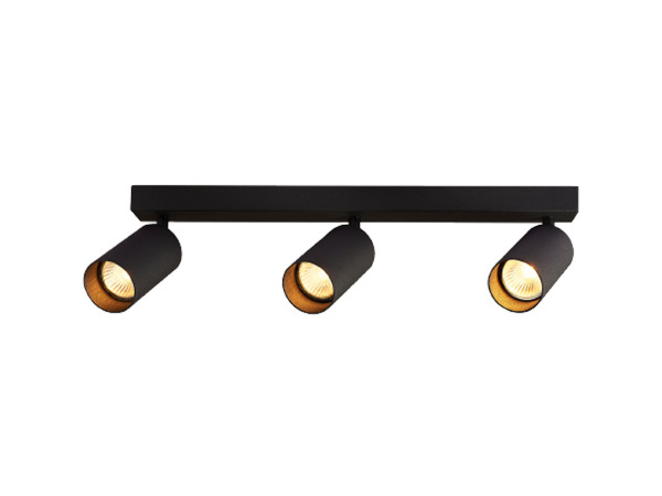 4x GU10 Opbouwspot Armatuur triple cilinder zwart draaibaar