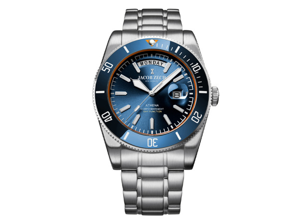 Jacob Zech Horloge Athena Zilver/Blauw 42mm