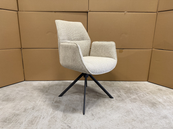 Eetkamerstoel Mellow (set van 4) - draaibaar - boucle Linen
