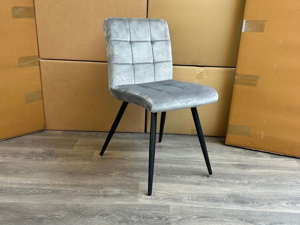 Stoel Tilly (set van 4) Velvet - Velours - Grijs