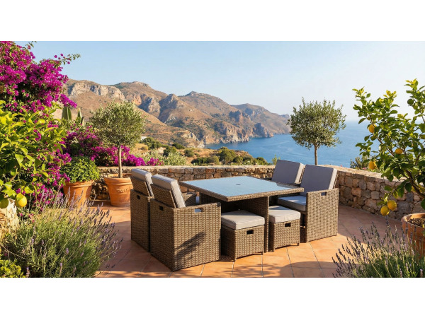 Diningset / Tuinset incl. kussens 9-delig