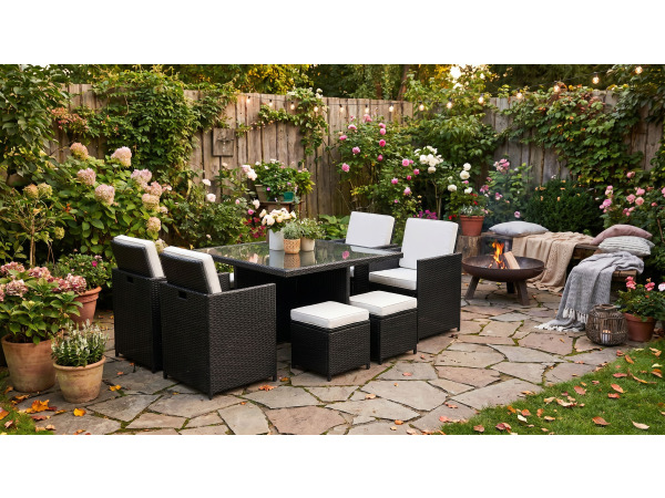 Diningset / Tuinset incl. kussens 9-delig