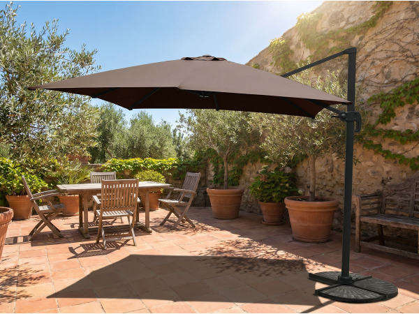 Hangende parasol zandkleurig 300x300cm 