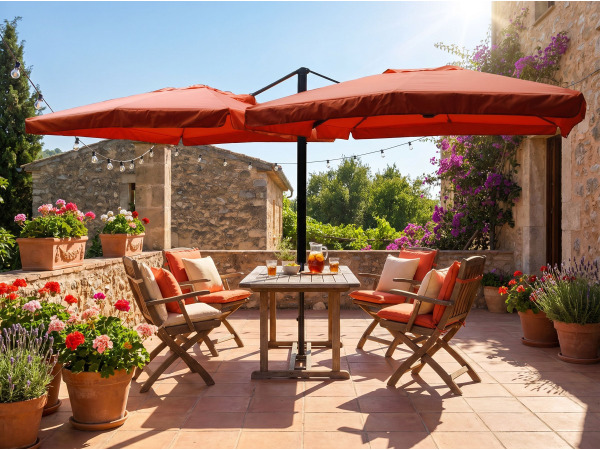 Dubbel hangende parasol oranje 2 * 300x300 cm