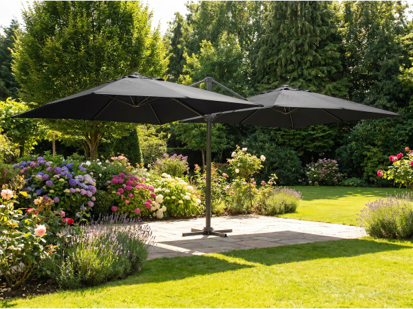 Dubbele hangende parasol zwart 2 * 300x400cm