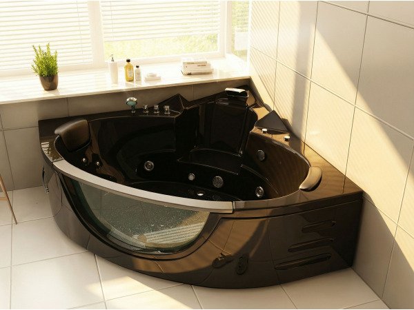 Whirlpool Massagebad - Zwart - Hoekbad - 152x152x62cm