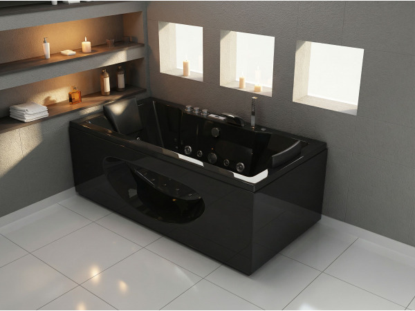 whirlpool massagebad Zwart - Half vrijstaand 1800x900mm