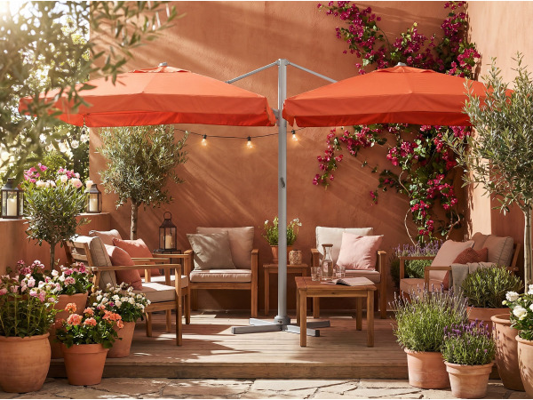 Dubbel hangende parasol Oranje (2 * 300x400cm)