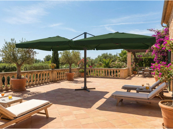 Dubbele hangende parasol Donkergroen (2 * 300x400cm)