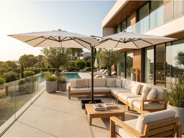 Vierdubbele hangende parasol Wit (4 * 300x300cm)