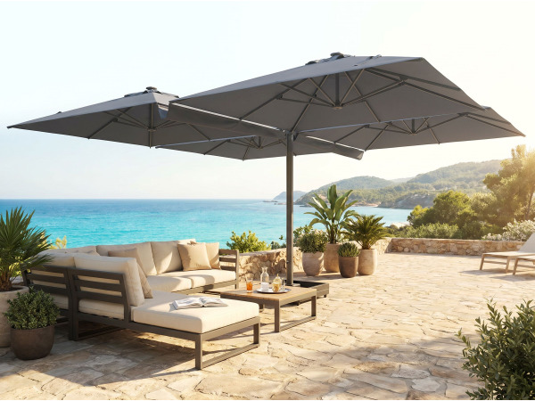 Vierdubbele hangende parasol Donkergrijs (4 * 300x300cm)