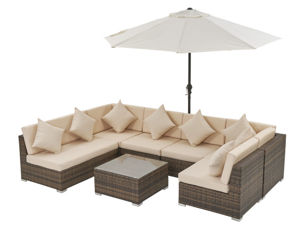 Loungeset met 2 hoekbanken - Bruin wicker