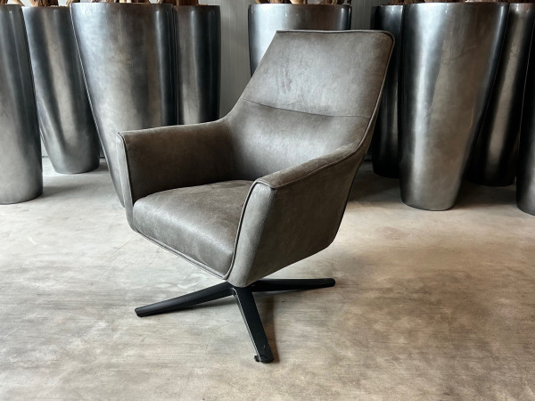 Fauteuil Bronz - Draaibaar - Microleder - Grijs - Antraciet