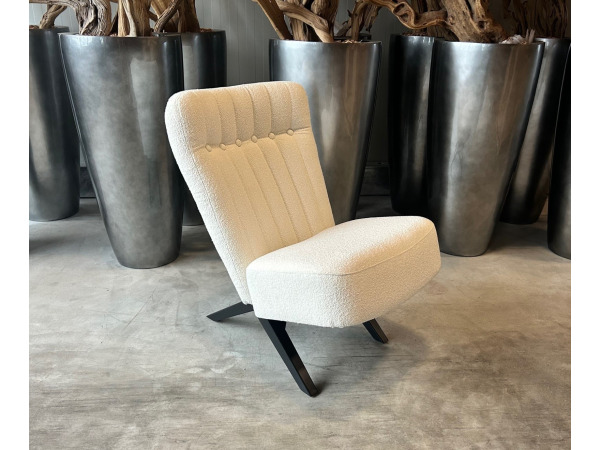 Fauteuil Denzi - Boucle - Stof - Wit - Creme