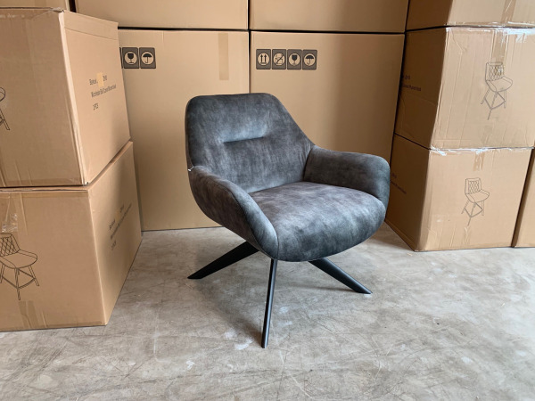 Fauteuil Las (2 stuks) Velours - Velvet - Antraciet - Grijs