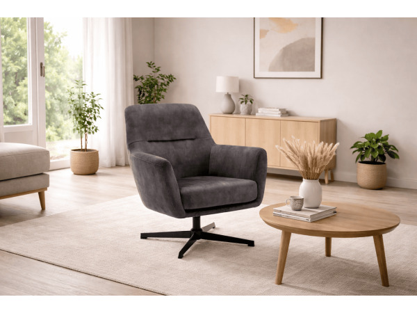 Fauteuils Emma (set van 2) - Draaibaar - Velours-Anthracite