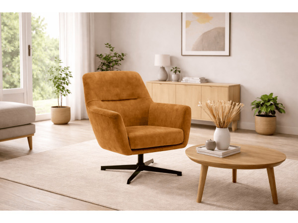 Fauteuils Emma - Draaibaar - Velours - Cognac