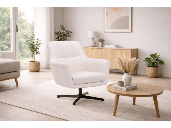 Fauteuils Emma (set van 2) - Draaibaar - Boucle-Wit