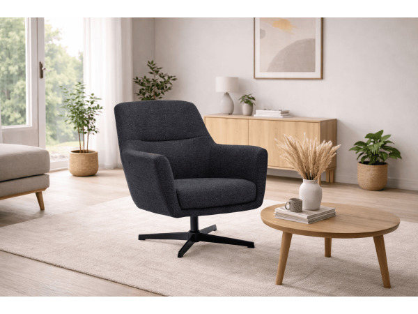 Fauteuils Emma (set van 2) - Draaibaar - Boucle-Zwart