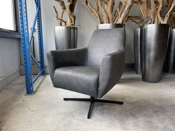 Fauteuil Arsenie (2 stuks) -Draaibaar-Microleder - Antraciet
