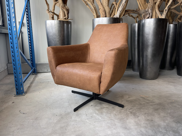 Fauteuil Arsenie -Draaibaar- Microleder - Cognac - Camel
