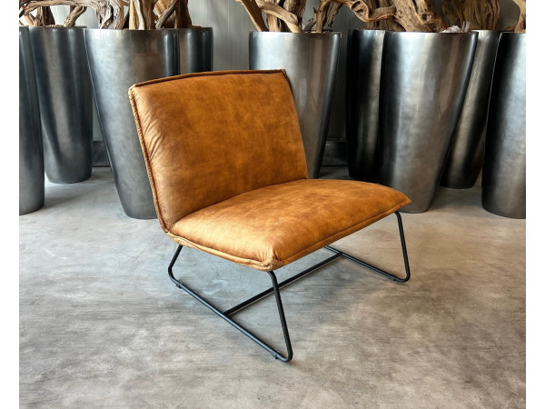 Fauteuil Casper (2 stuks) - Velours - Velvet - Cognac - Goud