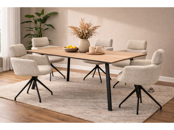 Eettafel Eiken fineer natural 240x100 rechthoek verjongd