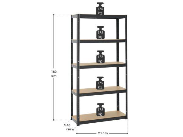 Stellingkast Dubbel - 180x90x40 cm - Grijs – foto 2 – kavel bij XL Auctions