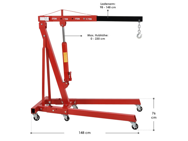 Werkplaatskraan / motorblokkraan - Max. 2000 kg – foto 3 – kavel bij XL Auctions
