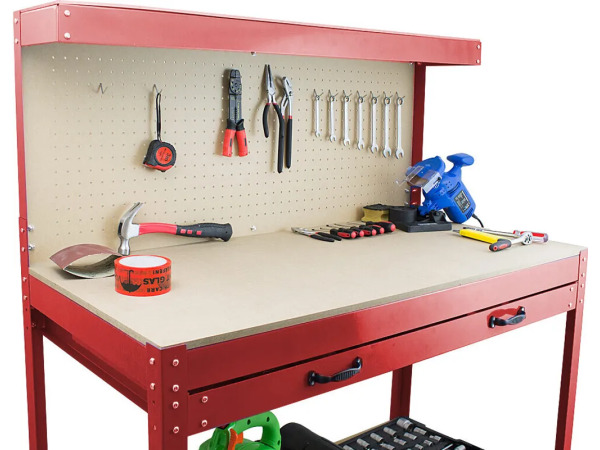 Werkbank Rood - Incl. Prikbord en Lade – foto 2 – kavel bij XL Auctions