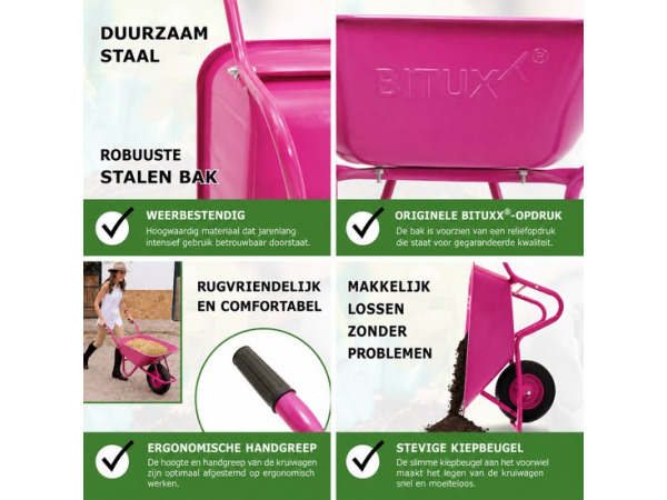 Kruiwagen 100 Liter Roze – Draagvermogen 250 kg – foto 2 – kavel bij XL Auctions
