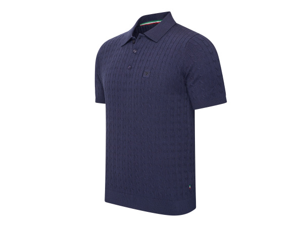 Cappuccino Italia Caorle Cable Knit Polo Navy - L