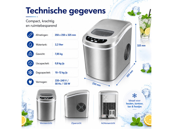 IJsblokjesmachine 2,2L zilver – foto 2 – kavel bij XL Auctions