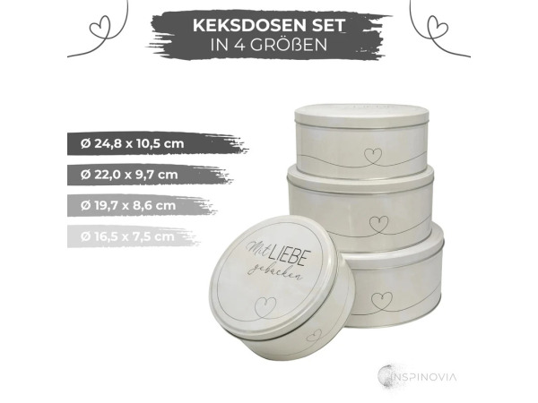 Set Koektrommels / Set voorraadblikken 4-Delig – Wit – foto 2 – kavel bij XL Auctions