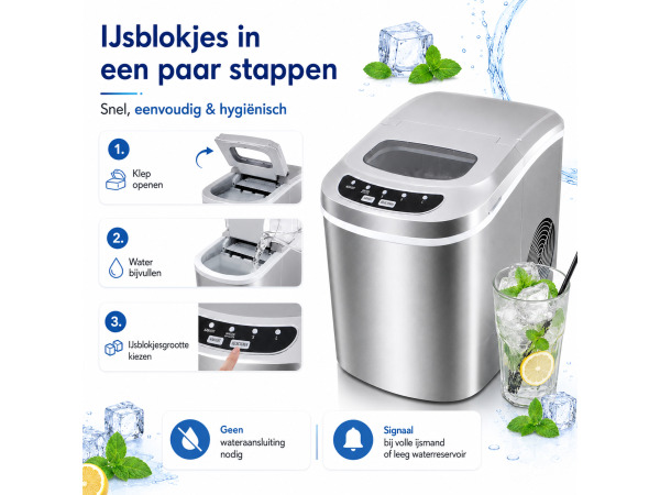 IJsblokjesmachine 2,2L zilver – foto 3 – kavel bij XL Auctions