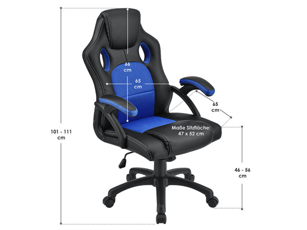 Racing Bureaustoel / Gamestoel Montreal - Blauw – foto 8 – kavel bij XL Auctions