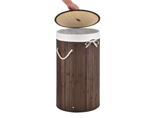 Bamboe Wasmand Curly - 55 liter - Bruin - Incl. Waszak & Deksel – foto 4 – kavel bij XL Auctions