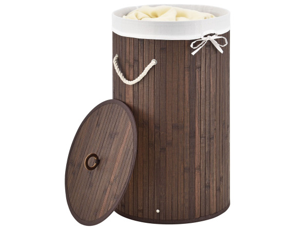Bamboe Wasmand Curly - 55 liter - Bruin - Incl. Waszak & Deksel – foto 6 – kavel bij XL Auctions