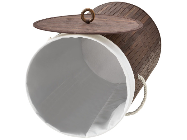 Bamboe Wasmand Curly - 55 liter - Bruin - Incl. Waszak & Deksel – foto 7 – kavel bij XL Auctions
