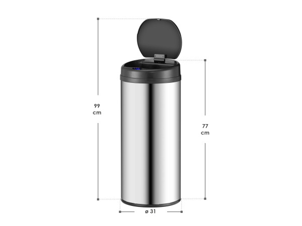 Automatische Prullenbak - 50 Liter - Zilver - Rond – foto 2 – kavel bij XL Auctions