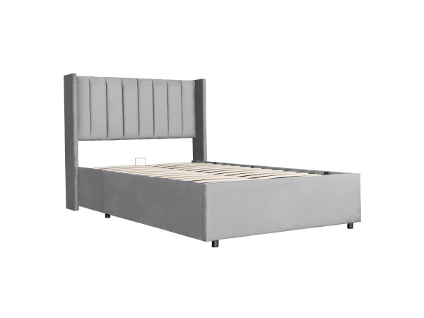 Gestoffeerd bed Savona - 200 x 120 cm - Lichtgrijs – foto 6 – kavel bij XL Auctions