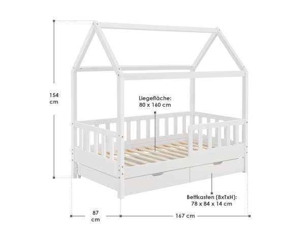 Kinderbed Marli - 80 x 160 cm - Wit - Incl. bedlades – foto 2 – kavel bij XL Auctions