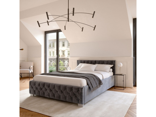 Gestoffeerd Bed Nizza - 140 x 200 cm - Grijs – foto 8 – kavel bij XL Auctions