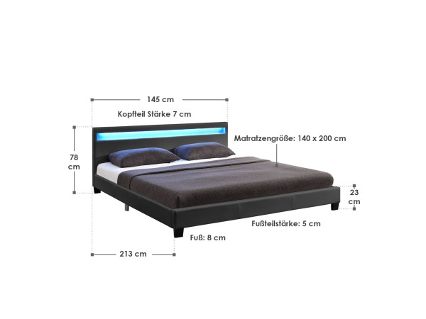 Gestoffeerd bed Paris - 140 x 200 cm - Donkergrijs – foto 3 – kavel bij XL Auctions