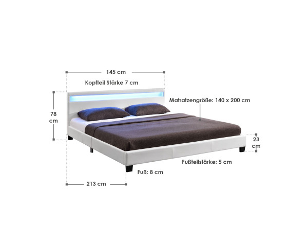 Gestoffeerd bed Paris - 140 x 200 cm - Wit – foto 3 – kavel bij XL Auctions